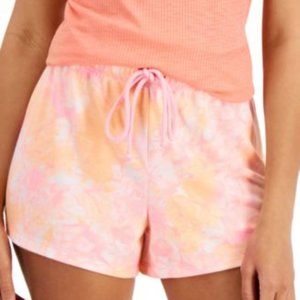 Jenni Womens Tie Dye Drawstring Lightweight Sleep Short Orange Pink L, $22 NWT